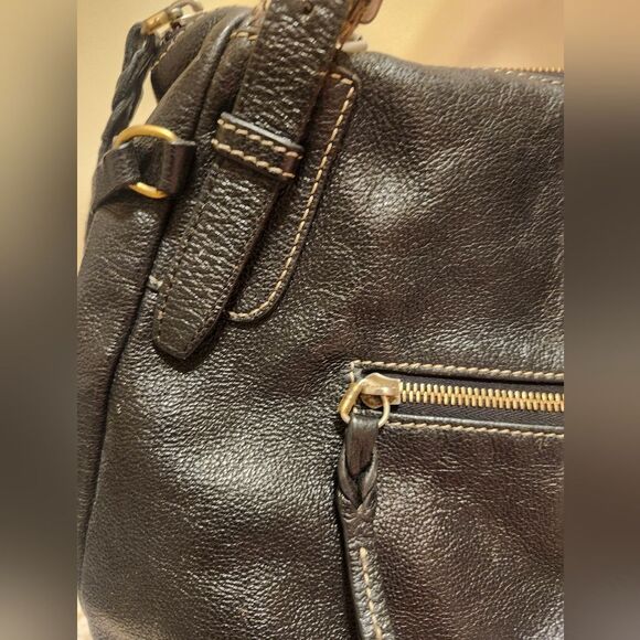 Dooney & Bourke "Nina" Black Pebbled Saffiano Leather Satchel/Shoulder Bag $445 - Picture 4 of 9